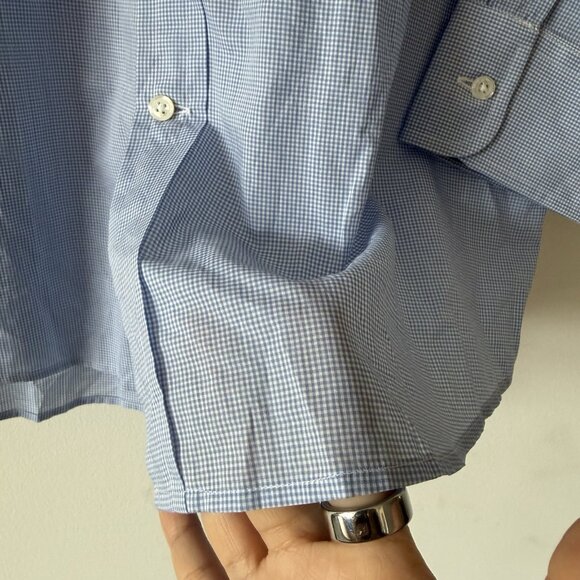 Ralph Lauren Purple Label White and Blue Checks Button Up Shirt Mens 15.5 - Picture 6 of 16